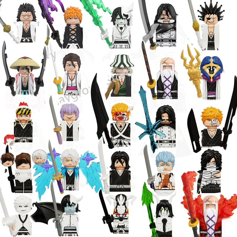 Japanese Cartoon TV BLEACH Anime Ichigo Minifigures Bricks Dolls Mini Action Toy Figures Building Blocks Assemble Toys