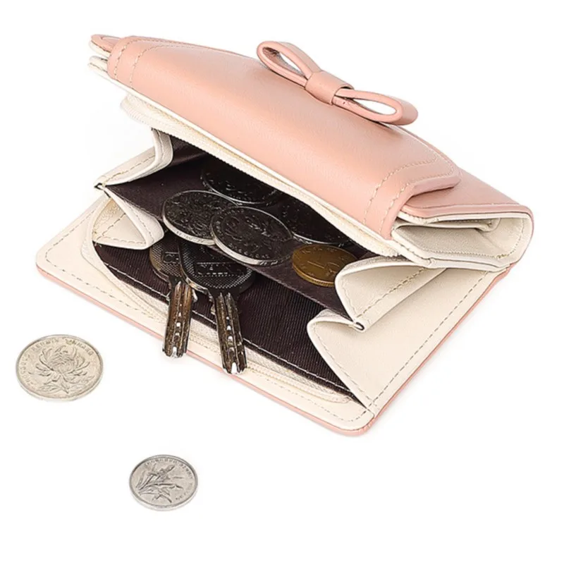 Elegant 2025 Women's Wallet Cute Zipper Coin Purse Bow Design Card Case Female Designer Billetera