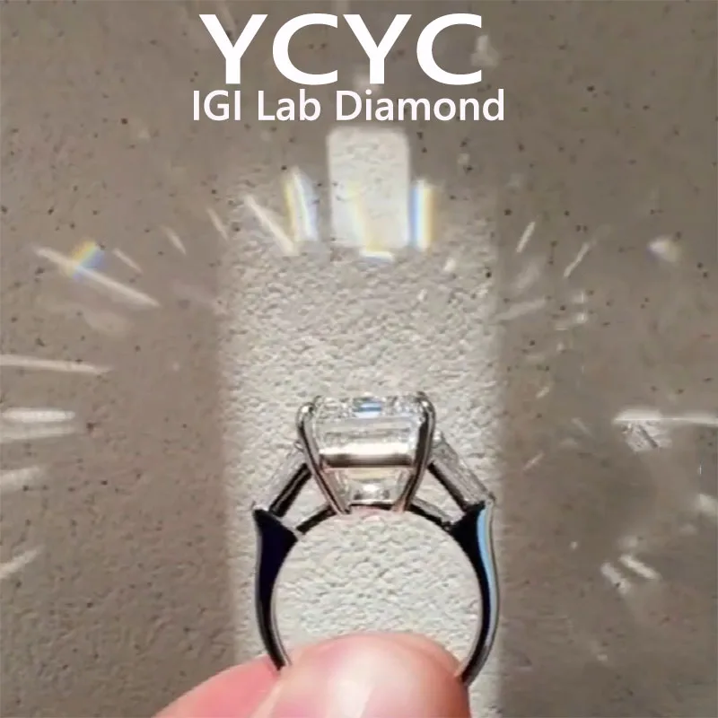 Lab Grown Diamond 1 2 3 5 Ct Ring Solid14K White Gold Emerald Cut Diamond CVD HPHT DEF VS-VVS Wedding ring