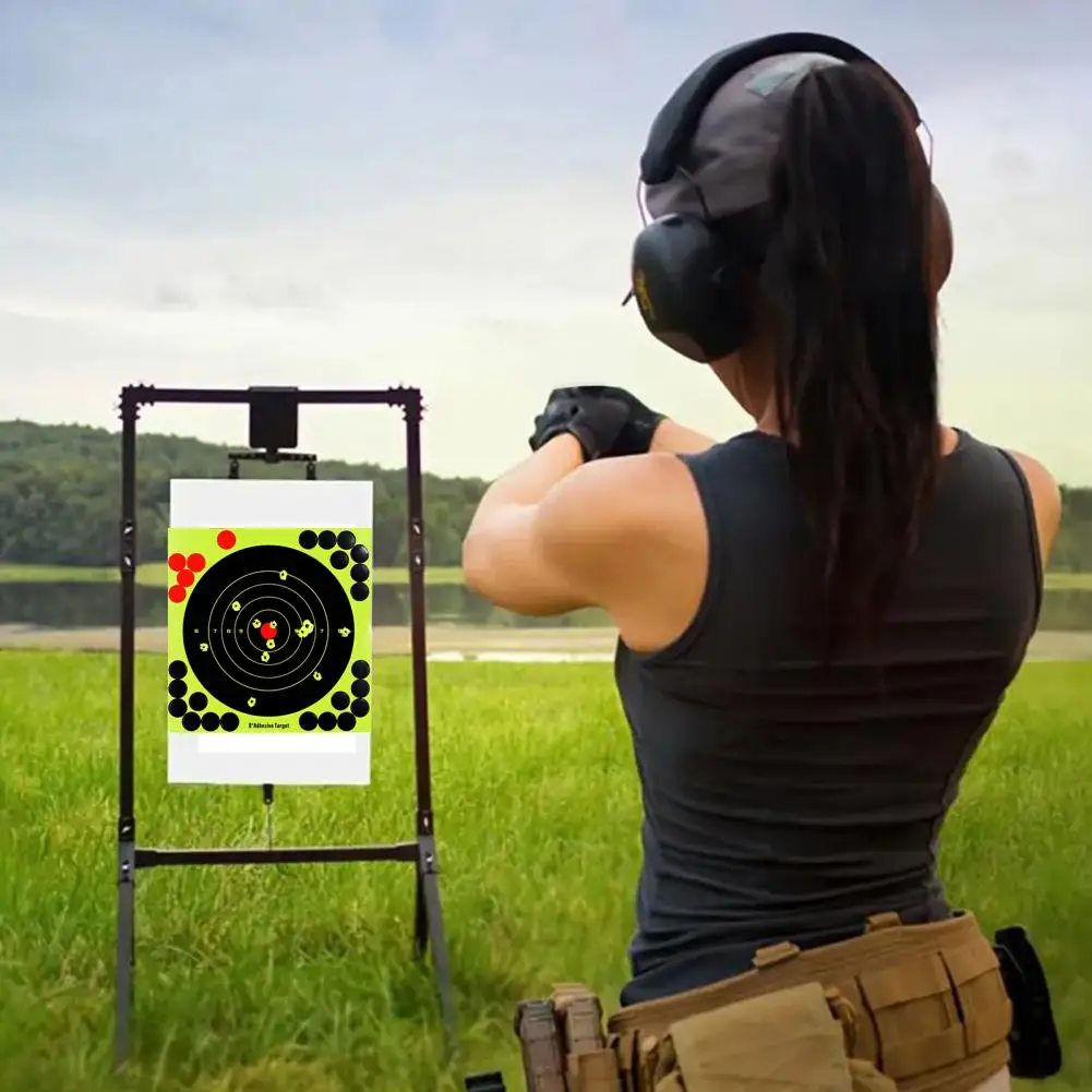10 Pcs 8-Inch Splatter Target Sticker Self Adhesive Bullseye Fluorescent Yellow Shoot Target for Outdoor Indoor Shoot Practice