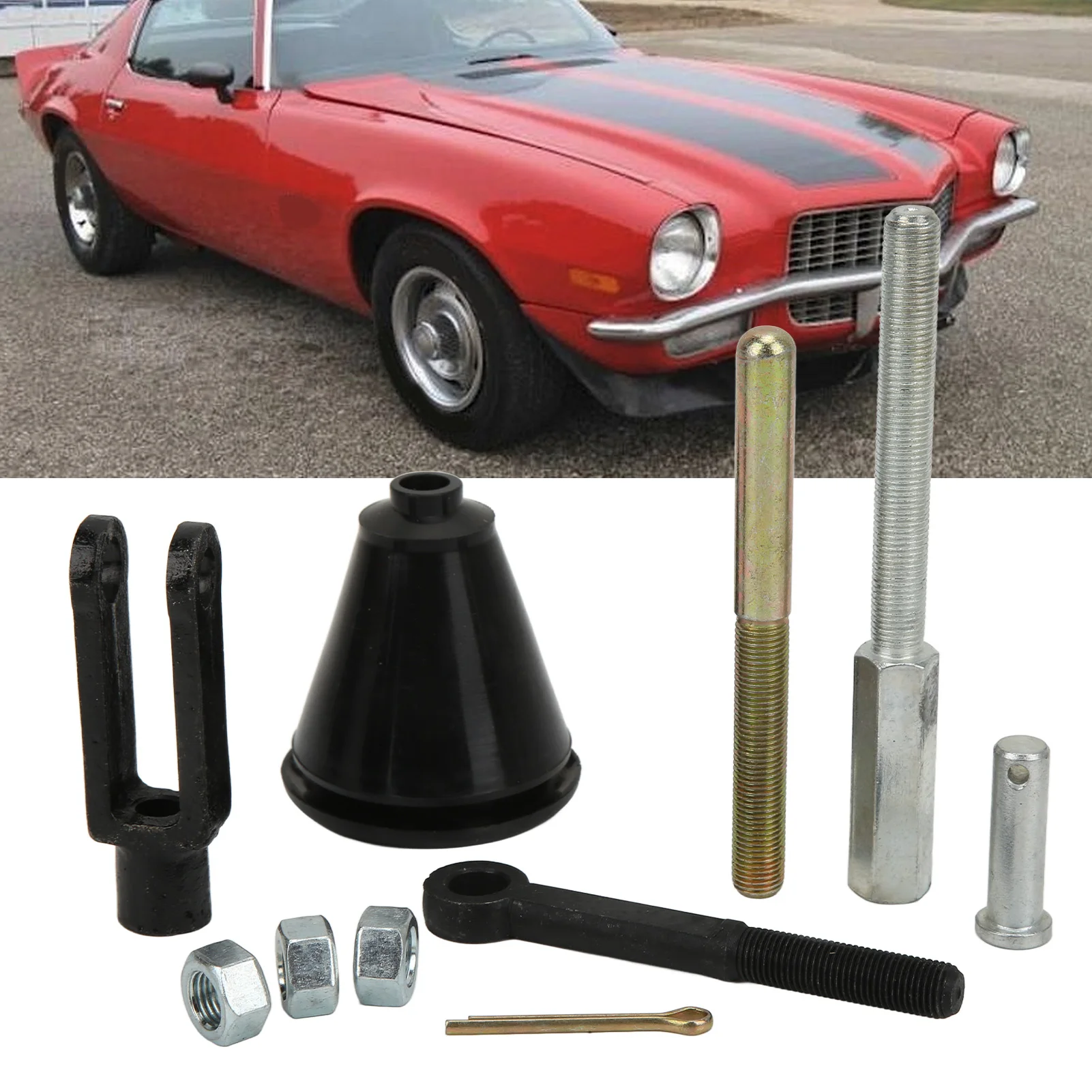 Manual Adjustable Master Cylinder Rod Kit Eyelet and Clevis Set Replacement for GM 1950‑1970