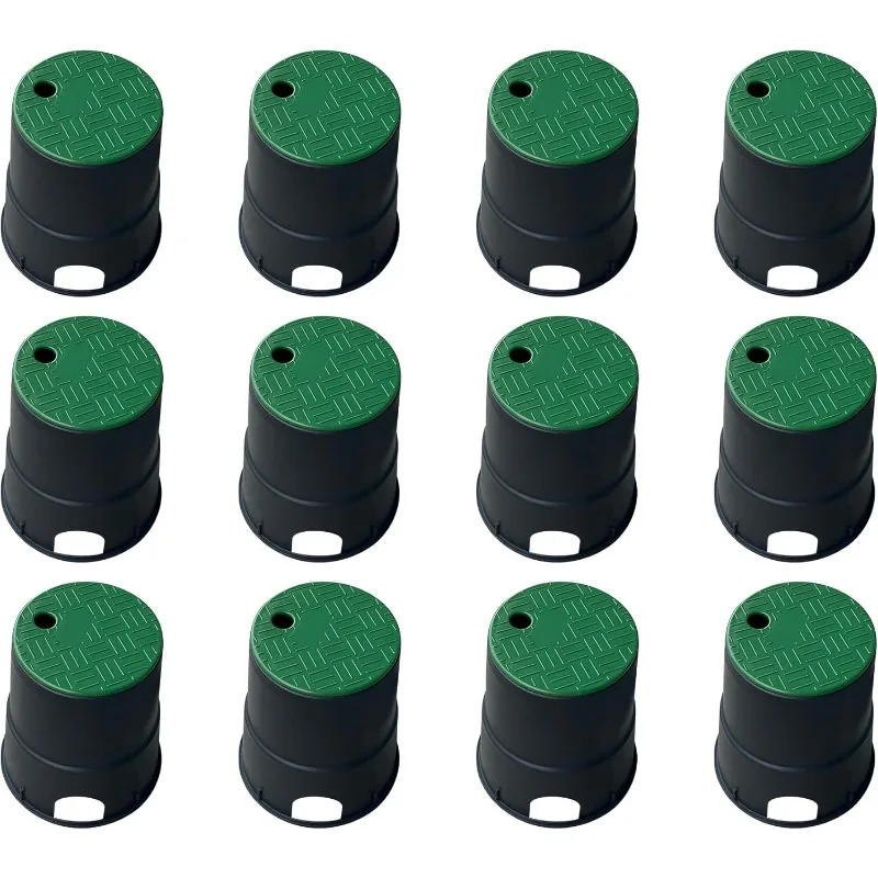 

12 Sets Durable PP Valve Boxes-Anti Slip 6 In Circular Sprinkler Valve Box, Plastic Round Irrigation Valve Box