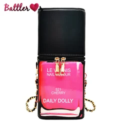 Fun Nail Polish Bottle Shape Women Purses and Handbags for Women Crossbody Bag Chain Shoulder Bags Female Designer Cosmetic Bag