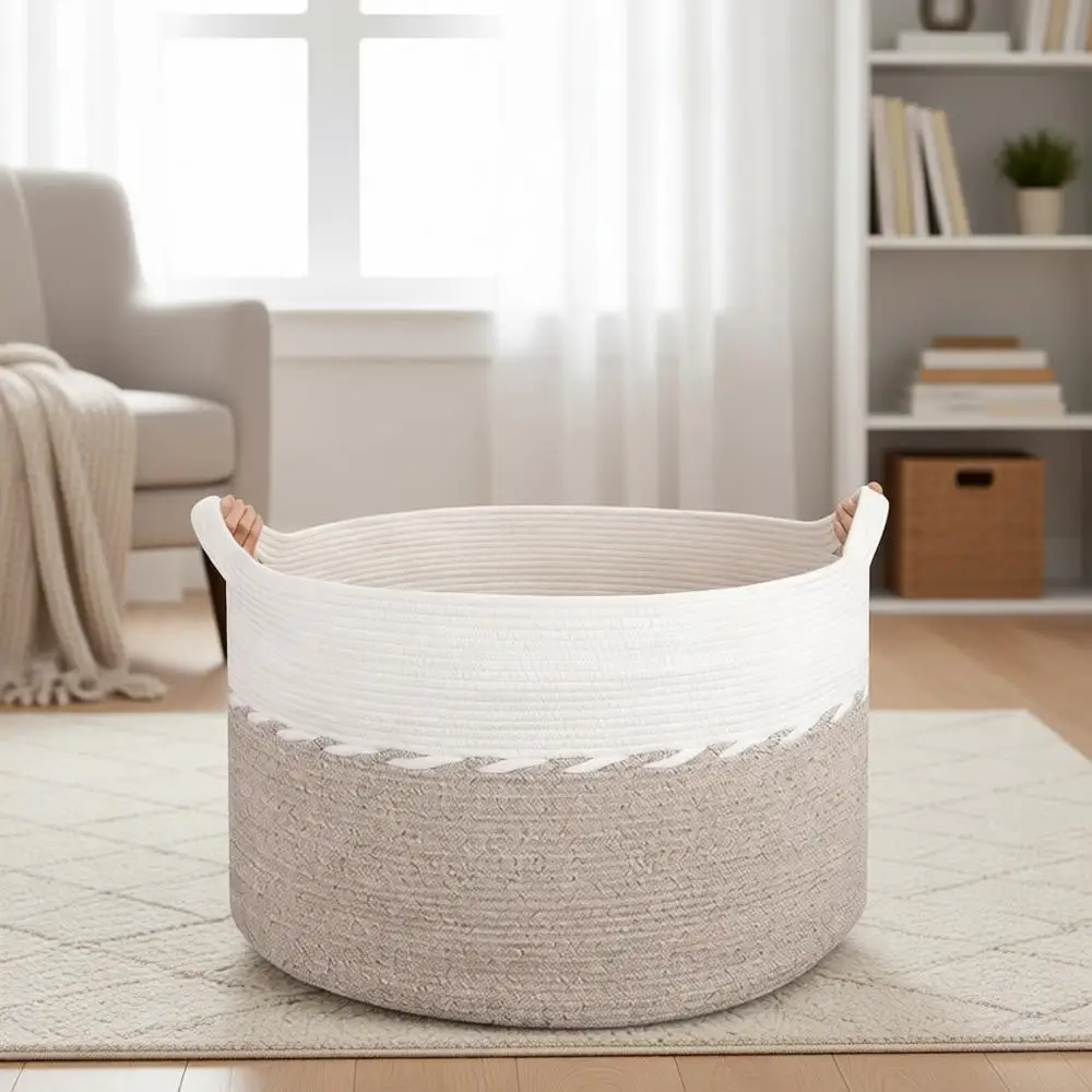 

Большая корзина для белья и хранения из хлопкового каната, 125 л, 25x16, коричневая