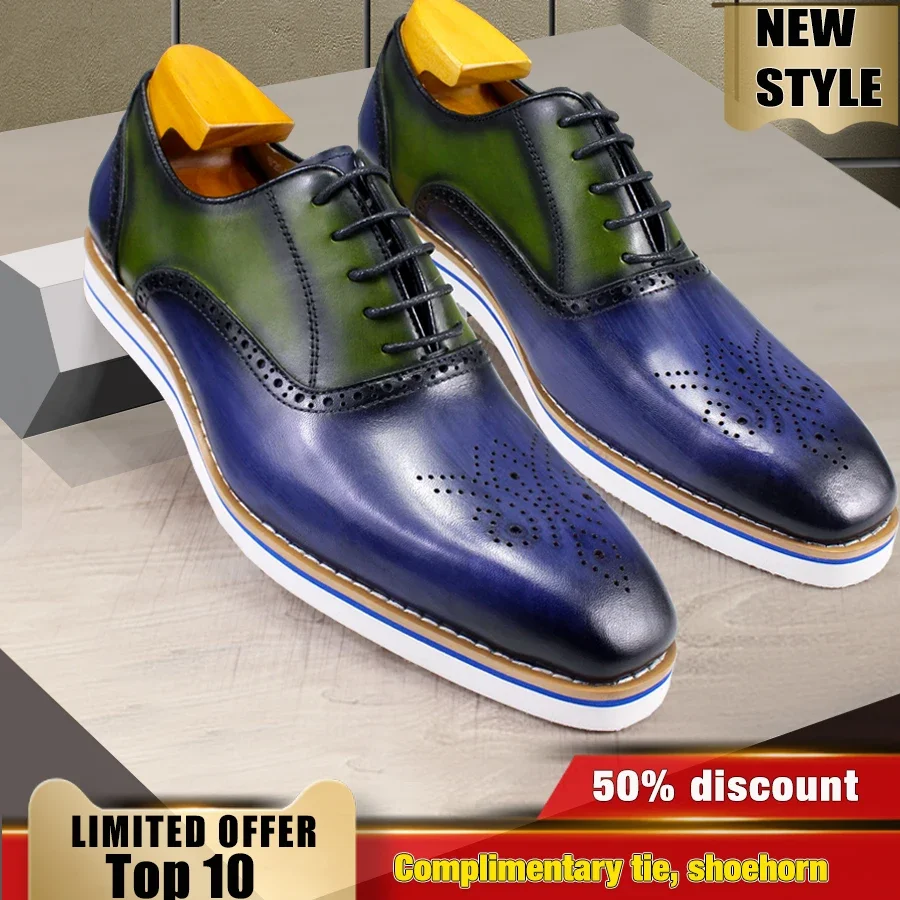 Leather casual men\'s shoes high quality handmade shoes light and comfortable lace-up shoes office formal leather shoes