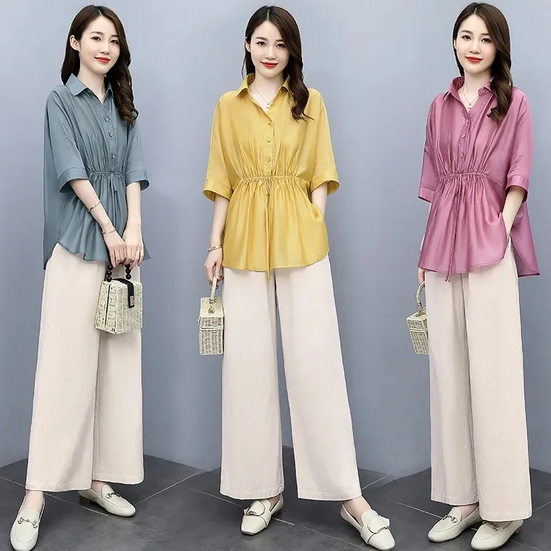 Women Summer Two Piece Set 2024 New Fashion Female Simplicity Loose Casual Suit Ladies 2 Piece Set Lady Elegant Outfit  2PCS