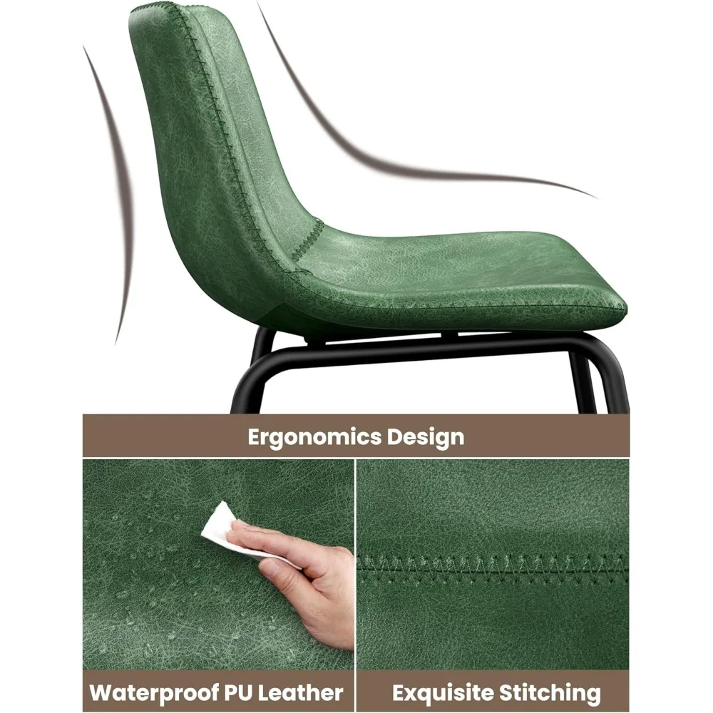 مجموعة مقاعد بار بارتفاع عداد مكونة من قطعتين، جلد صناعي حديث مقاس 30 بوصة مع دعم خلفي وأرجل معدنية ومسند للقدمين للمطبخ الأنيق