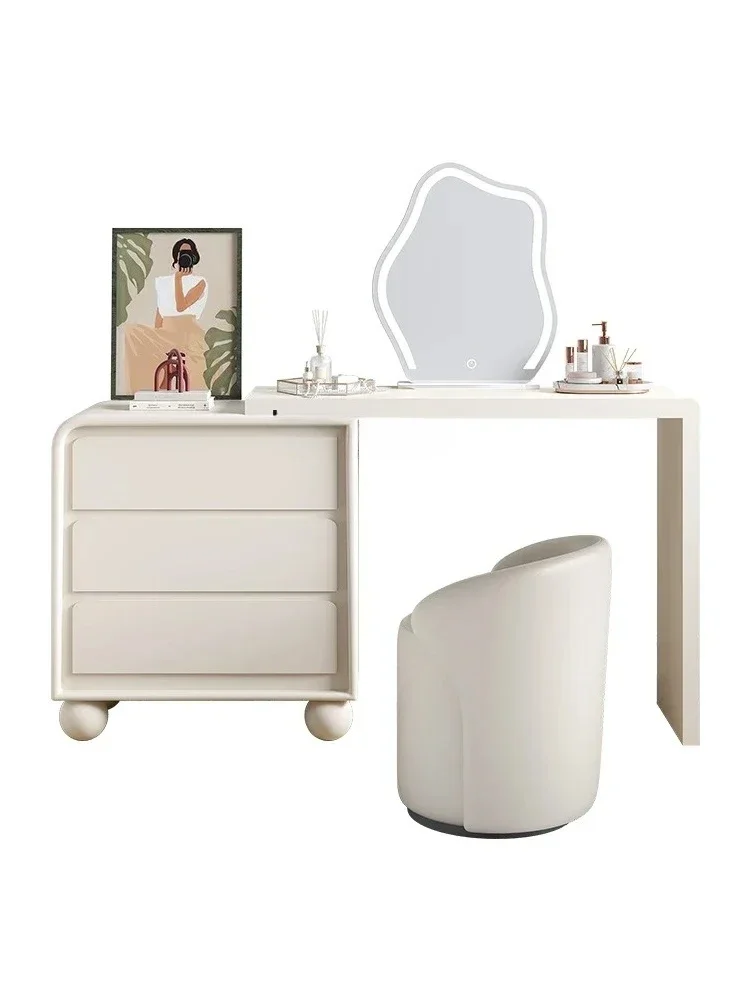 Cream Style Dresser Three-Bucket Cabinet Integrated Bedroom Makeup Table French Dresser