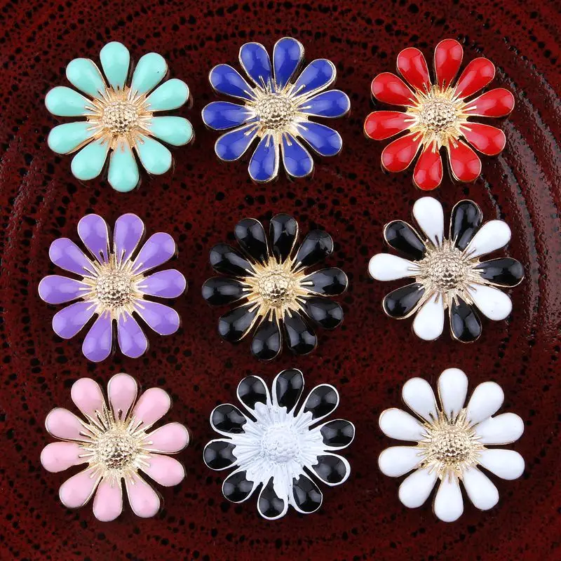 30pcs/lot 18MM Metal Decorative Rhinestone Buttons for Wedding Embellishment Flatback Rose Flower Buttons for Hair Accessories