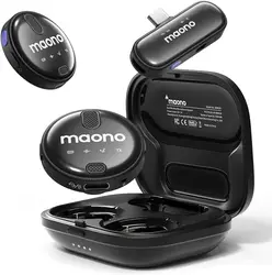 MAONO-Microfono lavalier wireless, microfono da bavero, riduzione del rumore, adatto per iPhone 15,Android, USB C, TikTok, Streaming, Vlog, WM620 PC2