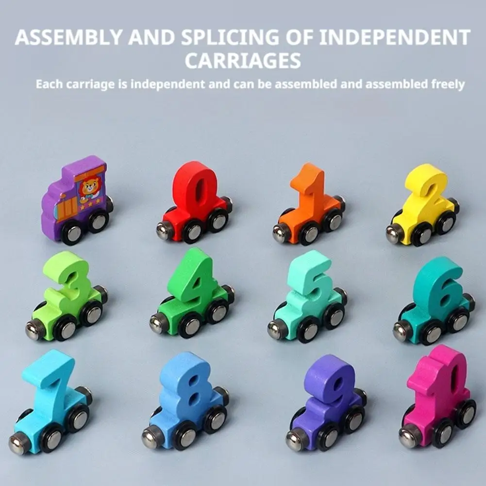 Wooden Number Digital Magnetic Train Toys Colorful Building Blocks Educational Hand-eye Coordination Magnetic Digital Train
