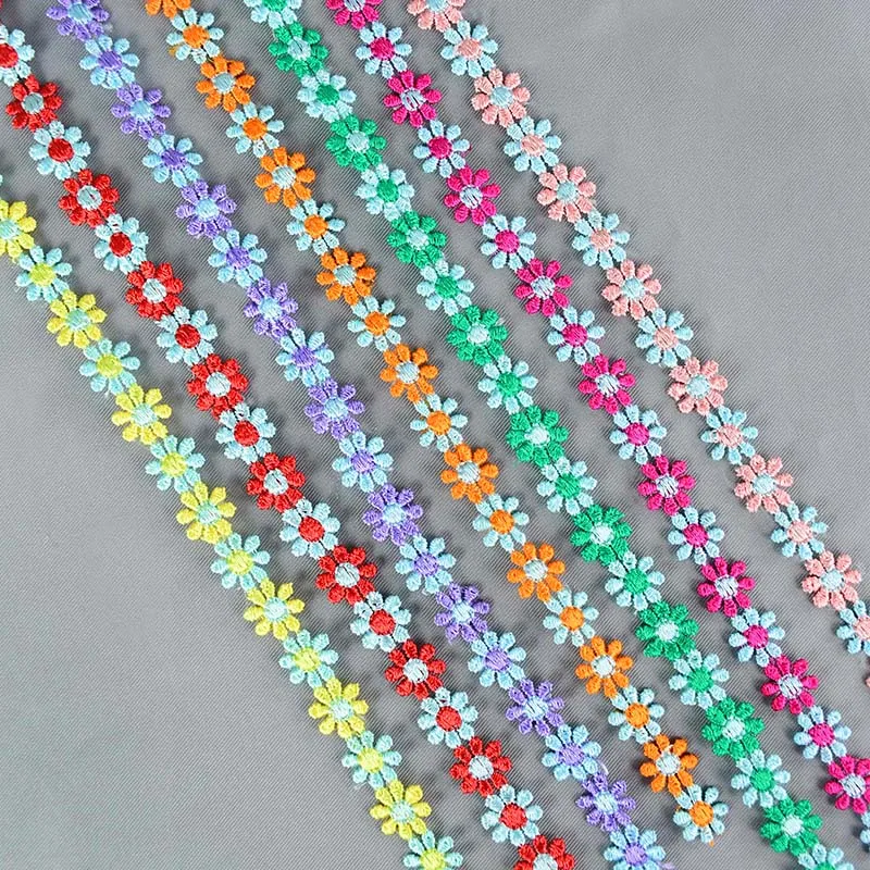 3 Yards Daisy Flower Lace Roll Embroidered Water Soluble Polyester Trim Ribbon DIY Clothing Garment Accessories Sewing Trimmings