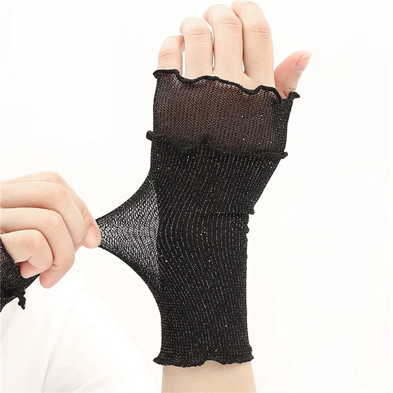 Women Summer Short Sun-protective Sleeve Sweet Fingerless Gloves Breathable Arm Warmer Lady Thin Lace Cuffs Sunscreen Uv Mittens