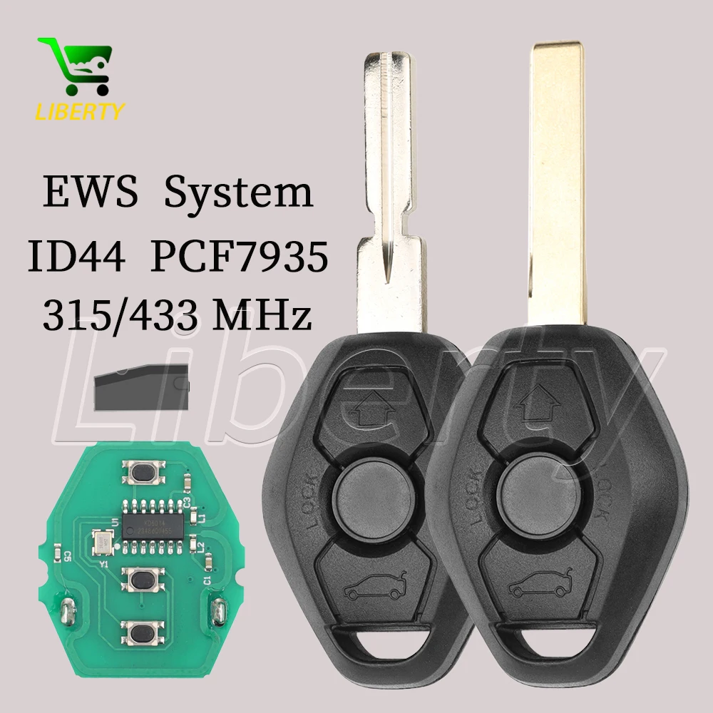 Liberty EWS Sytem PCF7935 44Chip 315/433MHz HU58/HU92 Uncut Blade Car Remote Key For BMW E38 E39 E46 X3 X5 Z3 Z4 1/3/5/7 Series