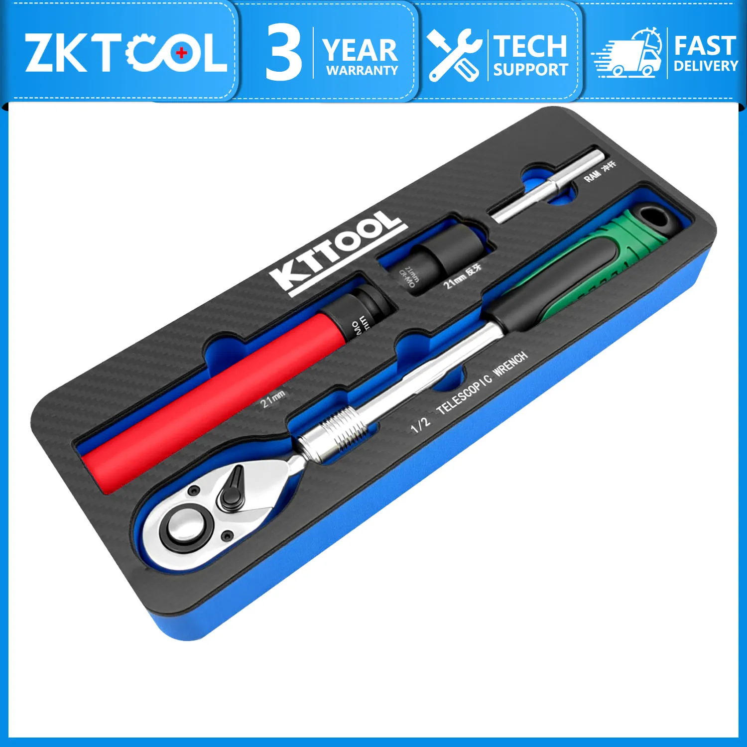 

4PC Wheel Nut Impact Socket 1/2" Drive Extra Long Impact Wheel Socket (with 21mm Metric Socket) with Ratchet Wrench