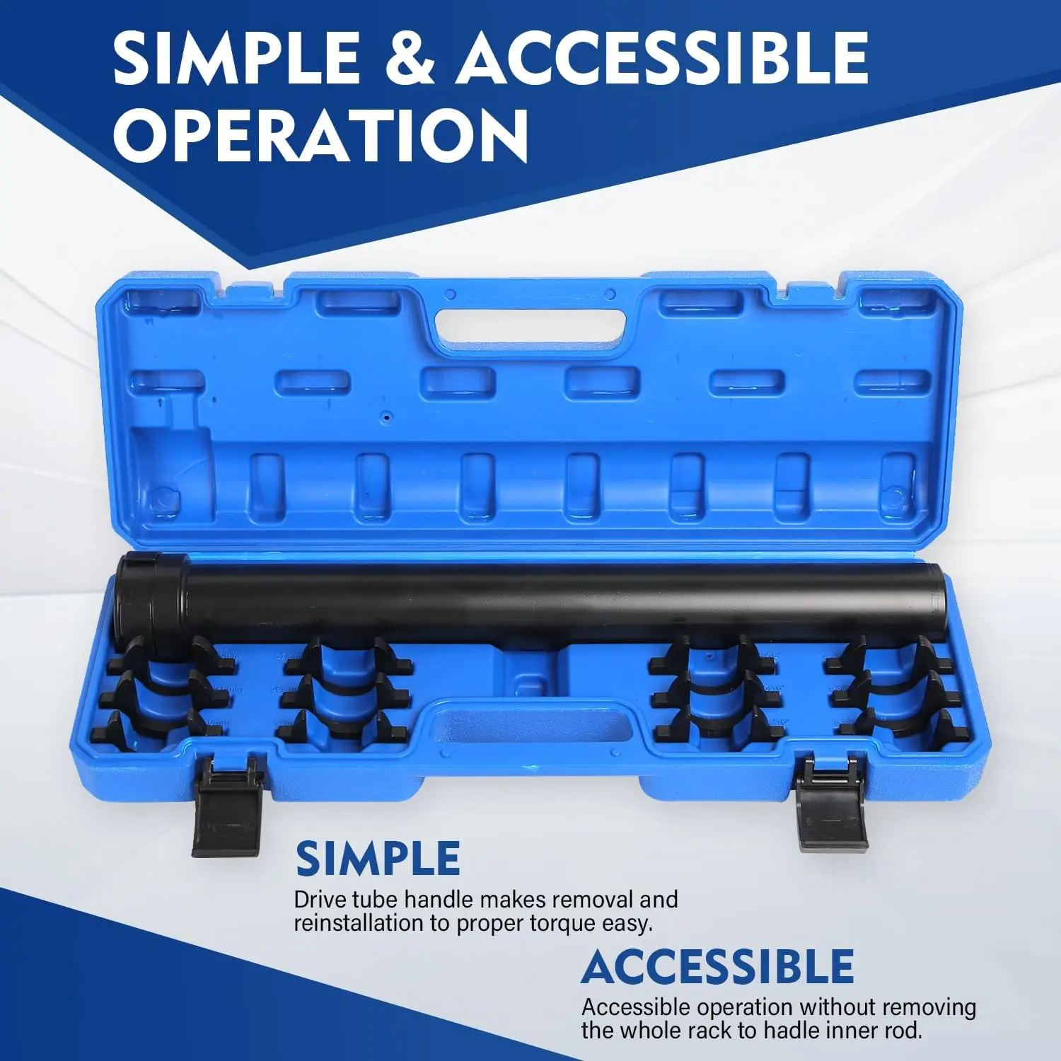Juego de herramientas de extracción de barra de acoplamiento interior con 12 adaptadores de pie de afallo, accionamiento de 1/2' - Azul
