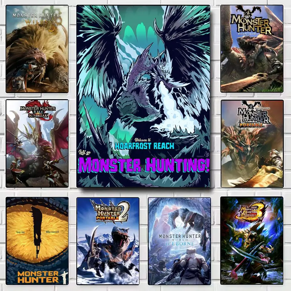 Game M-Monster Hunter Poster Modern Wall Art for Bedroom Living Room Cafe Bar Aesthetic Home Decor Gift