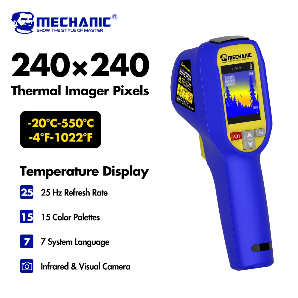

MECHANIC HTi-12 Pro Thermal Imaging Camera -20°C~550°C High-Resolution IR Night Vision USB Rechargeable for Industrial/Home Use