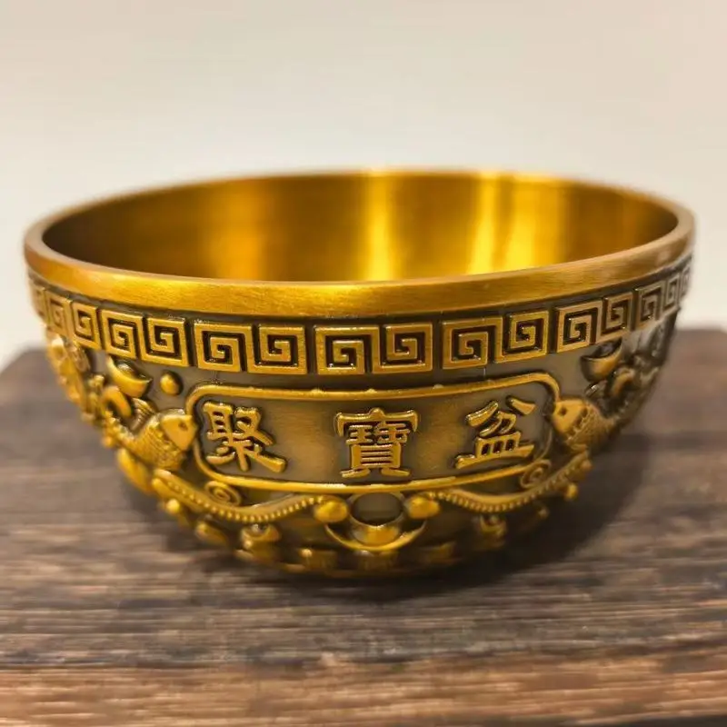 Vintage living room fortune bowl, Shen Wansan's same model, five blessings copper bowl, large decorative piece made in the Qianl