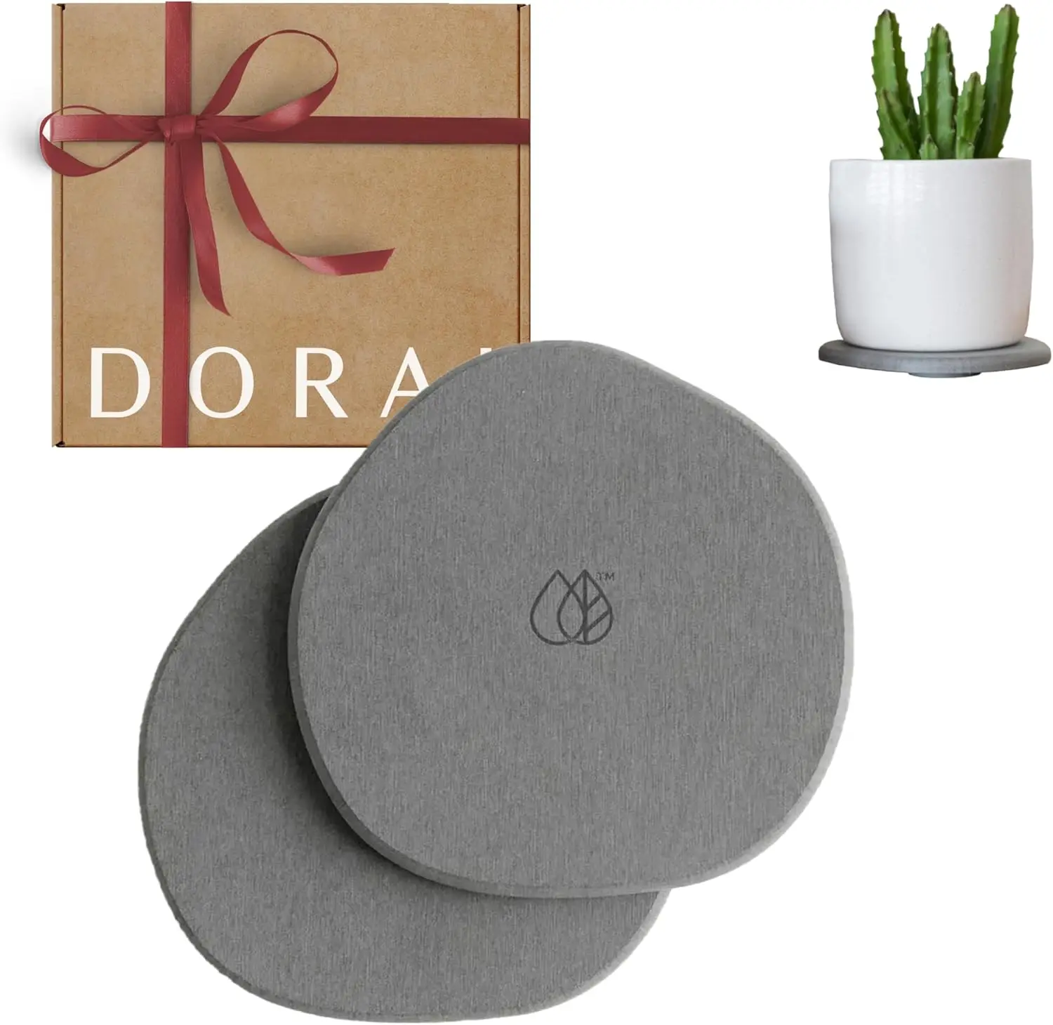 

Stone Plant Pot Saucer – 2 Small Diatomite Water-Catching Trays for Indoor Plants