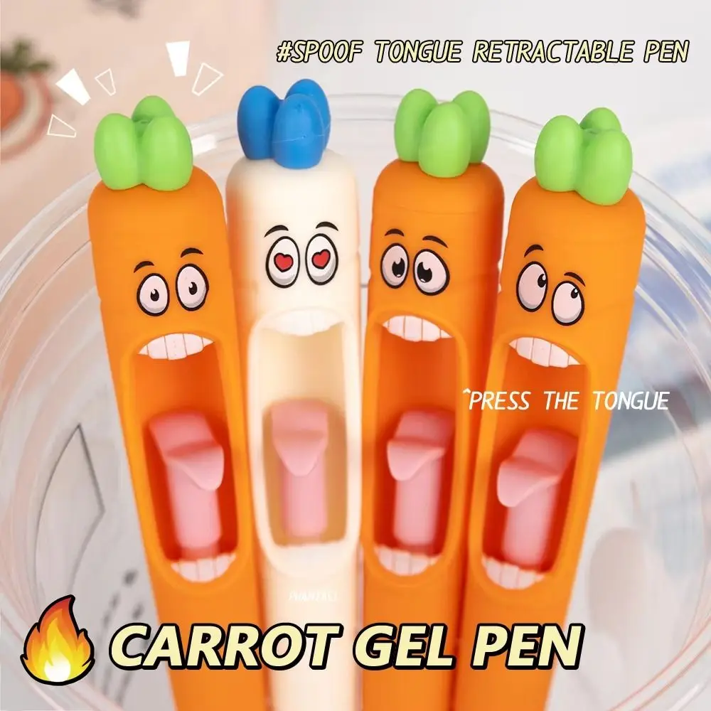 

4 шт./кор., гелевая ручка в форме моркови, многофункциональная выдвижная ручка для письма для студентов, 0,5 мм, ручка с чернилами для моркови с героями мультфильмов, школьная ручка для дома