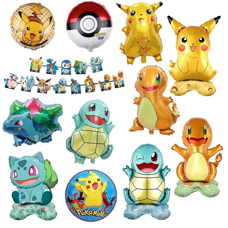 Pokemon Balloon Pikachu Squirtle Bulbasaur Poké Ball Human Figure Aluminum Balloon Decoration Supplies Kids Birthday Party Gifts