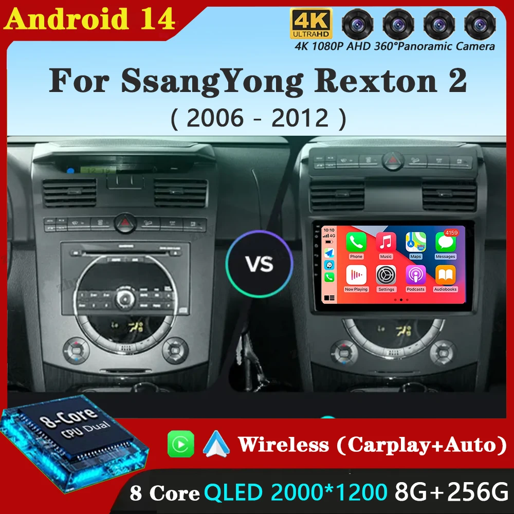 Android 14 For SsangYong Rexton Y250 II 2 2006 - 2012 Car Radio Multimedia Video Player Navigation 4G GPS No 2din 2 din dvd G[S