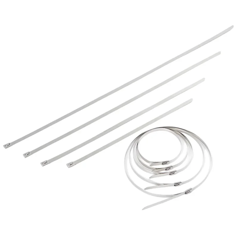 10Pcs 10mm Stainless Steel Metal Cable Ties Exhaust Wrap Coated Locking Metal Zip-Exhaust Multifunctional Locking Cable Tie