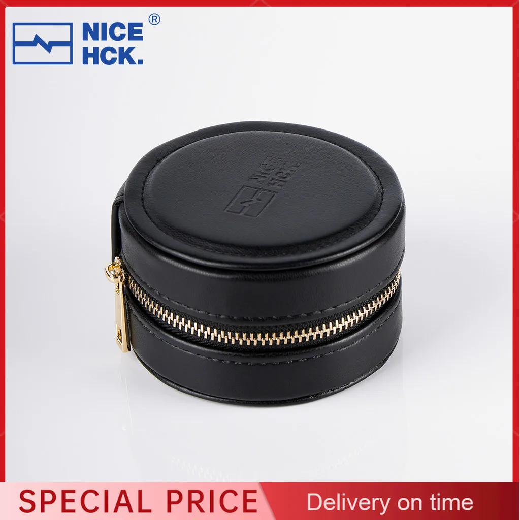 NICEHCK High Grade PU Circular Zipper Earphone Storage Box IEM Accessory Portable Bag Cable Organize