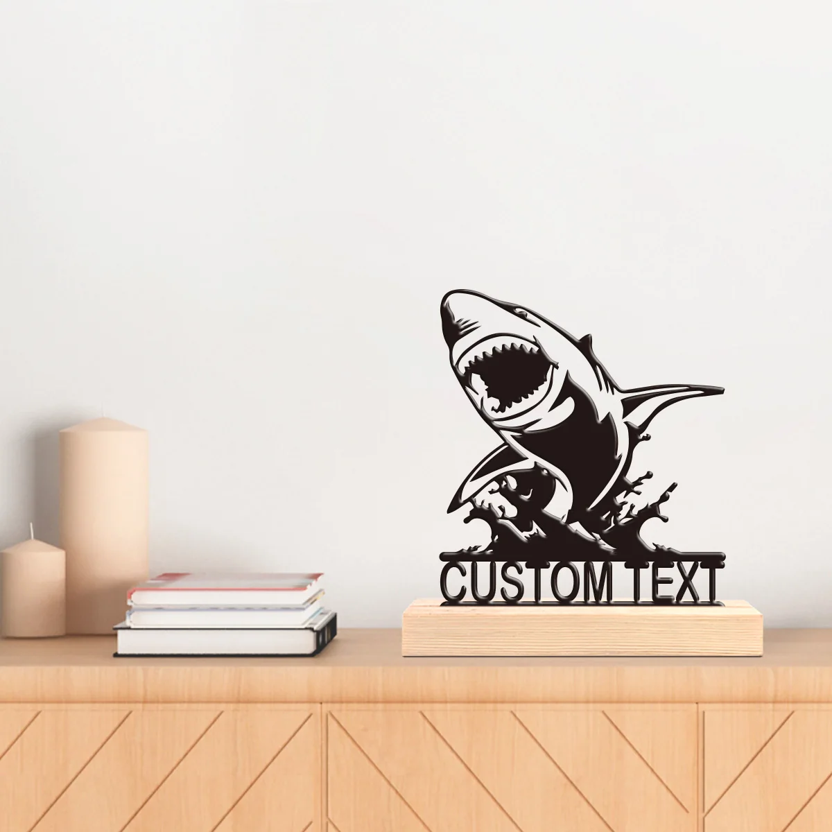 1pc Fashionable Personalized Custom Metal Statue Customizable Name With Wooden Base Room Decorations, Bar Counter Decorations