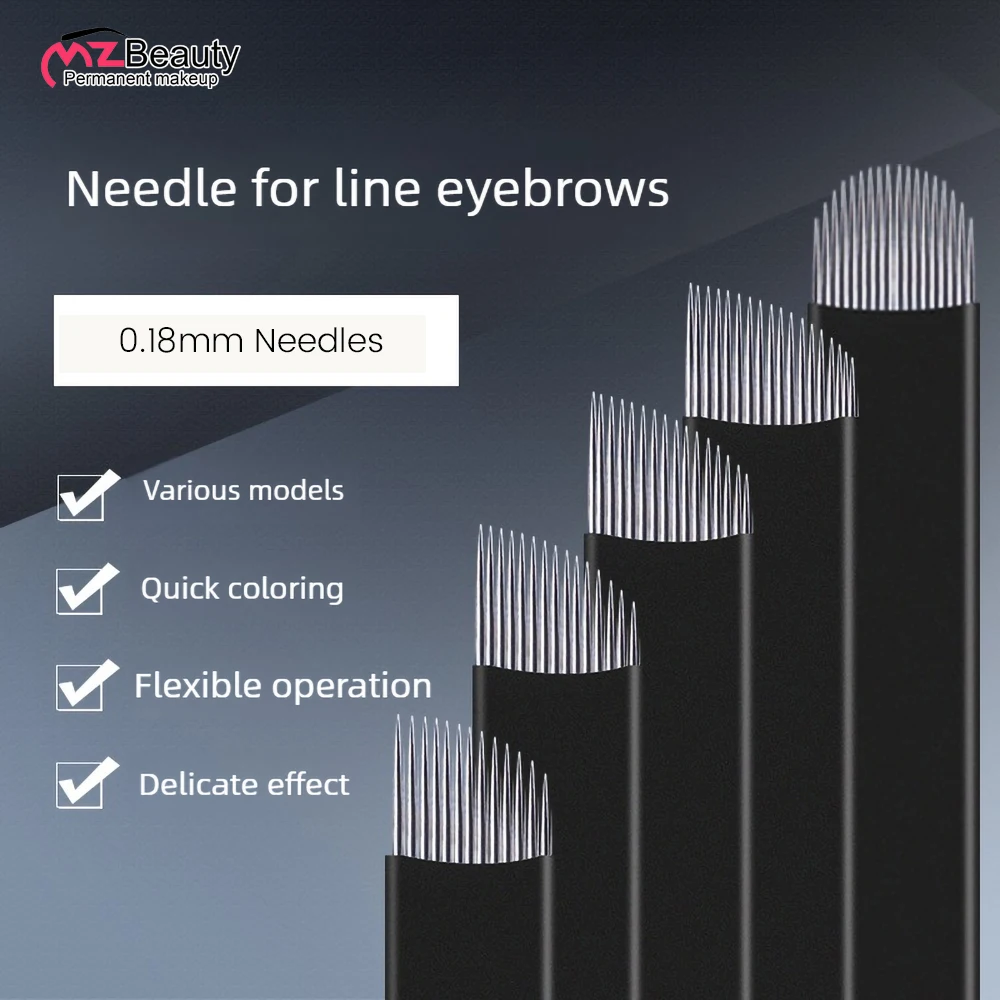 20pcs Microblading 0.18mm Tebori Blades Needles Tattoo Needles Permanent Makeup Needle 7 9 12 14 17 21 Manual Eyebrow Blades