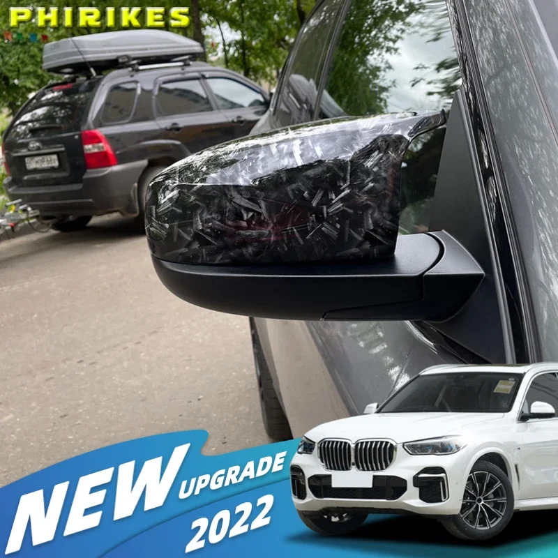 

2pcs facelifted Excellent modified Rearview Bright black Carbon Fiber Pattern Mirror Cover caps For BMW X5 E70 X6 E71 2008-2013