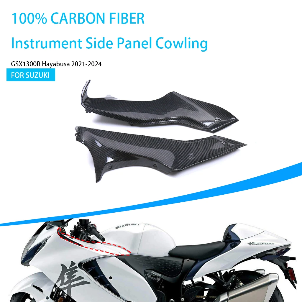 

For SUZUKI GSX1300R Hayabusa 2021-2024 Motorcycle 100% Carbon Fiber Dash Panels Covers Accessories Instrument Side Panel Cowling