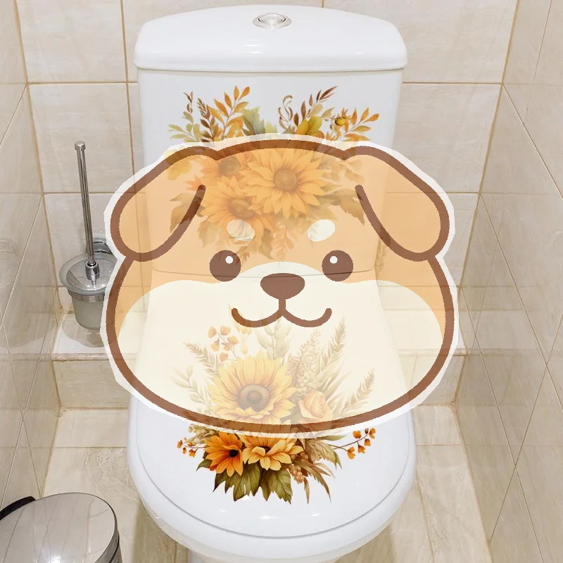 Sunflowers Wall Sticker Peel and Stick Waterproof Flower Bouquet Art for Living Room Bathroom Toilet Decor