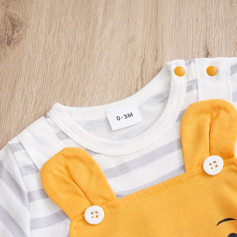 Summer Boys and Girls Cartoon Animal Bears with Casual and Comfortable Short Sleeve Baby Clothing Triangle Bodysuit