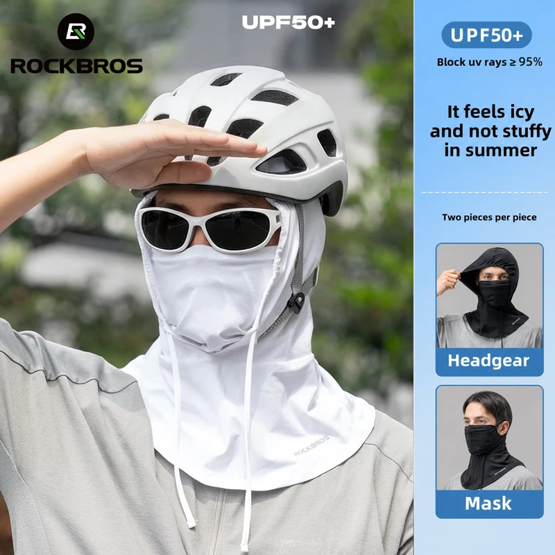 

ROCKBROS Sunscreen Breathable Face Mask Sunshade Sweat Absorbing Hat Ear Hanging Ice Silk Scarf Outdoor UV Resistant Headgear