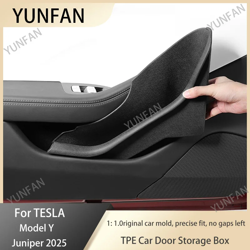 

For Tesla Model Y Accessories 2025 Juniper TPE Full Cover Door Pocket Organizer Waterproof Dustproof Storage Liners for Front