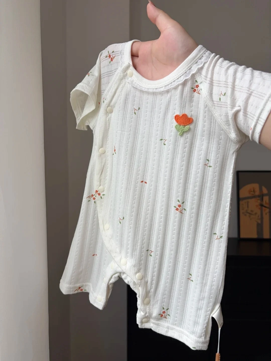 Macacão de Bebê de Verão com Manga Curta, Roupas Bordadas para Recém-Nascidos, Body Infantil Classe A, Vestido Casual Versão H
