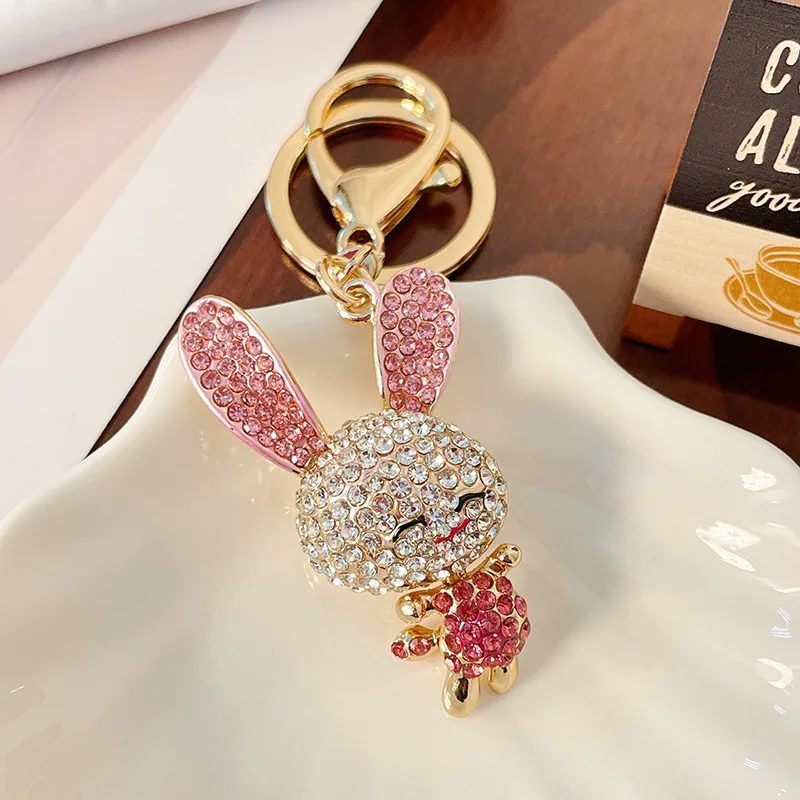 Creative Rhinestone Konijn Sleutelhangers Voor Vrouwen Tas Hanger Sleutelhangers Schattige Dier Sleutelhanger Auto Sleutelhanger Houder Drop Shipping