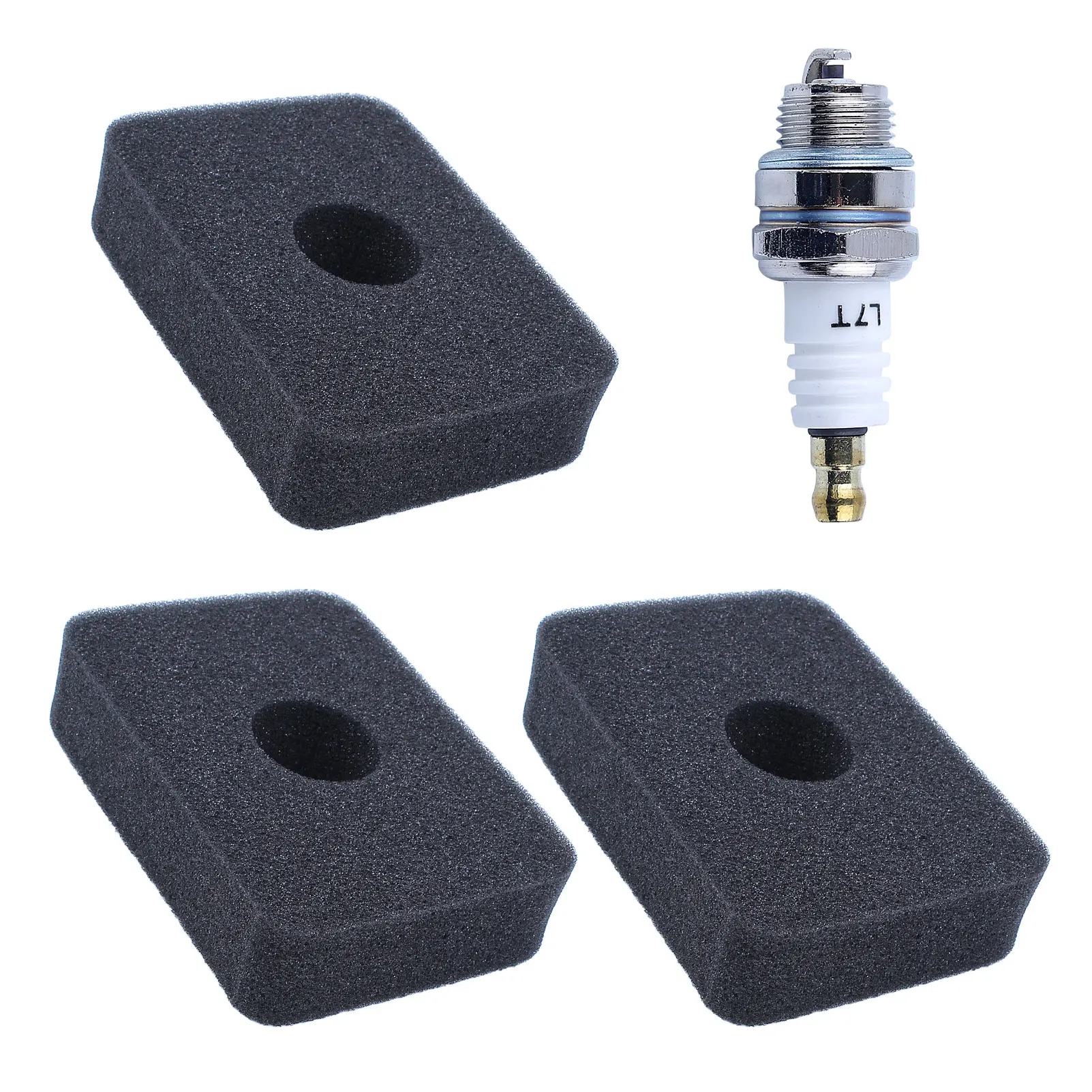 3Pcs Air Filter with Spark Plug for Honda GX120 GX160 GX200 WA20 WB20 WB30 Water Pump Replace 17211-ZE1-000