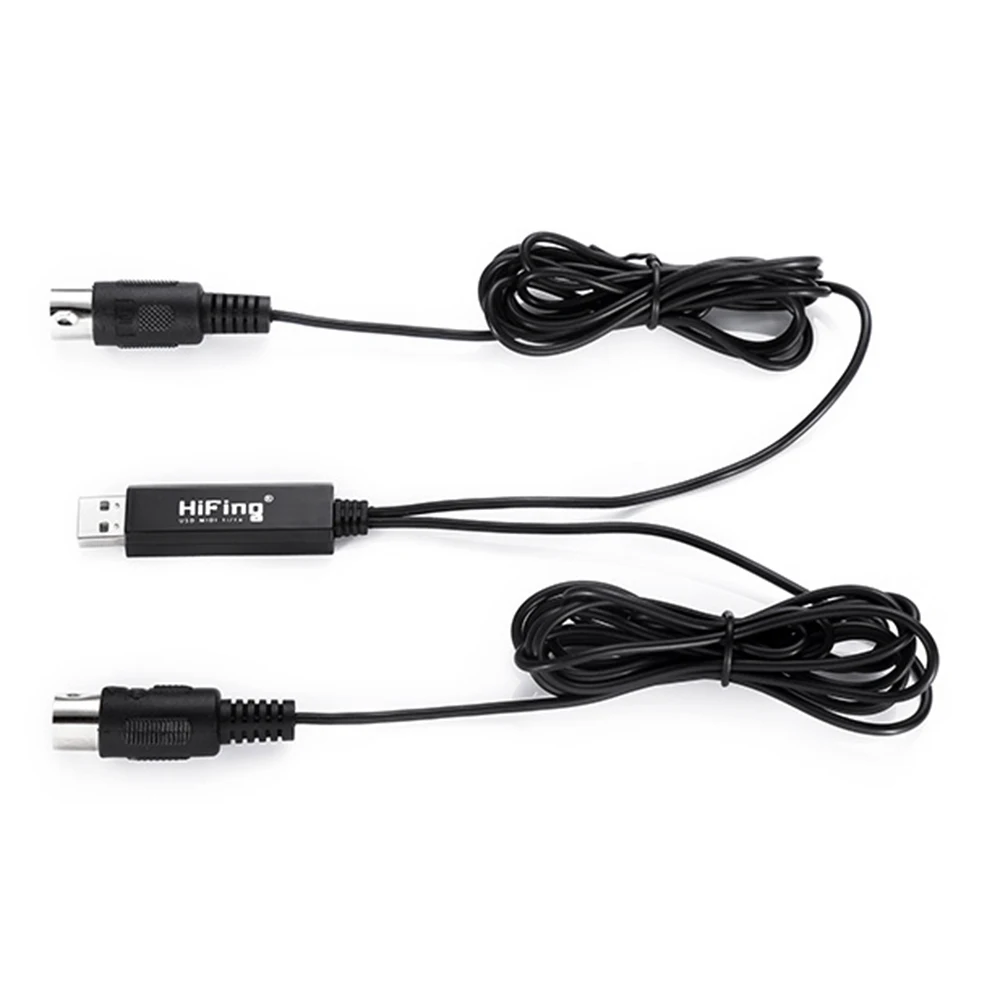 HiFing USB IN-OUT MI Cable One In One Out Interface 5 Pin Line Converter PC to Music Keyboard Adapter Cord