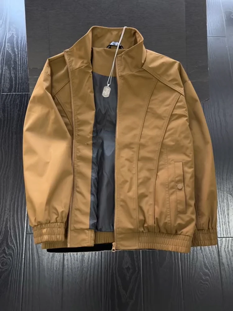 

Brown Patchwork Deconstructed Stand Collar Flight Jaet Cotton Men's Winter Cleanfit Cotton Jaet High-End Outerwear