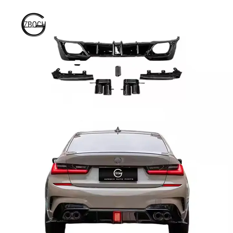 

LED Diffuser for 2020+ BMW 3 Series G20 G28 Rear Bumper Lip Exhaust Tips Racing Rear Diffuser Car Bumper Lip