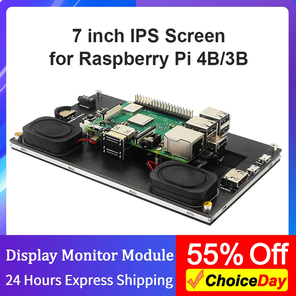 7 inch IPS Touch Screen Module for Raspberry Pi 4B/3B 1024 x 600 Display HDMI-Compatible Monitor Board Replacement Module Kit