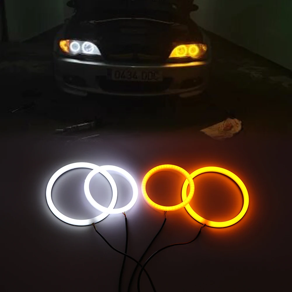 

4Pcs Cotton LED Halo Ring Angel Eyes Headlight Kits Turn Signal DRL Dual Color For BMW E90 E91 E92 E81 E82 E88 Auto Parts
