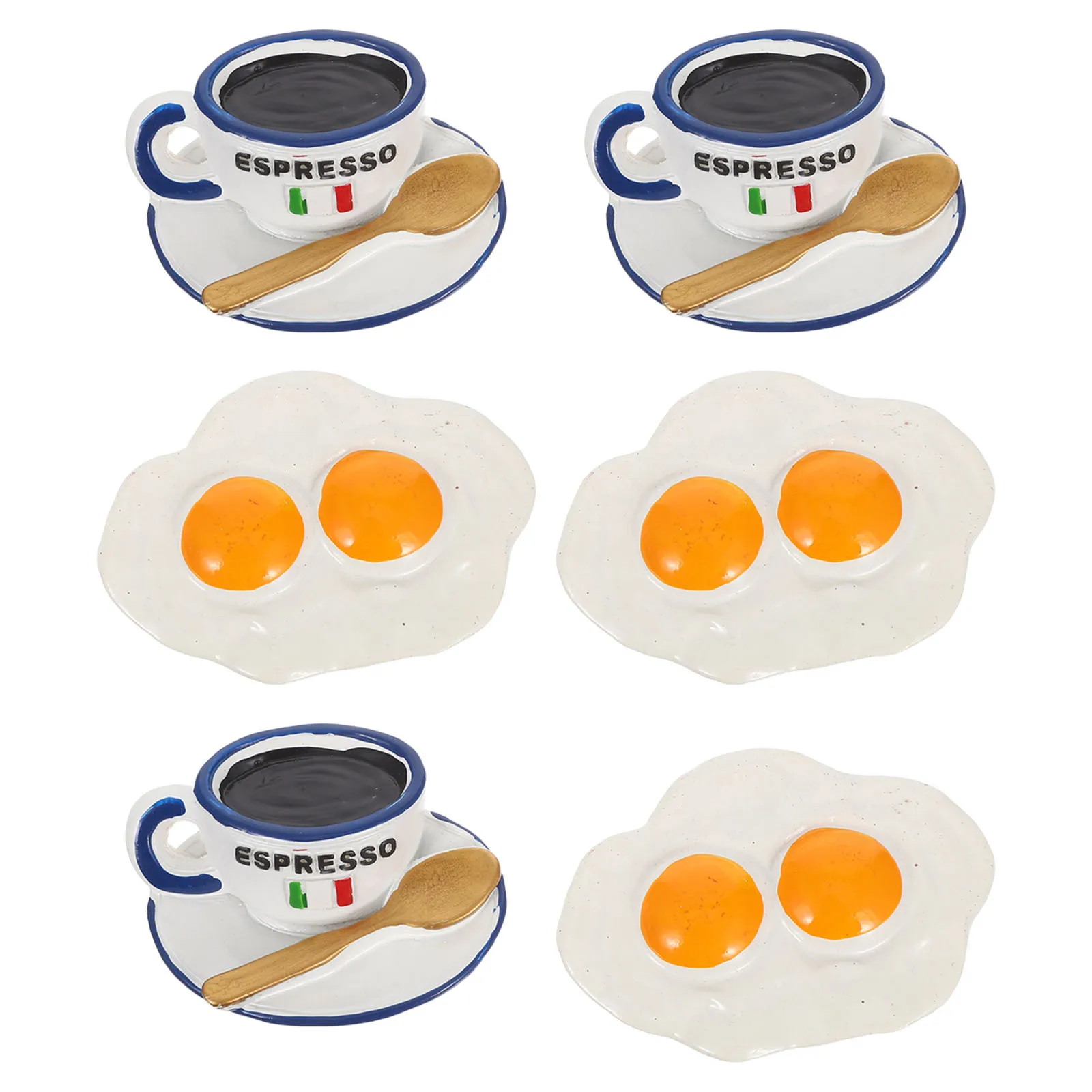 

6Pcs Vivid Food Fridge Magnets Realistic Poached Egg Coffee 3D Style Home Refrigerator Decoration Office Locker Whiteboard