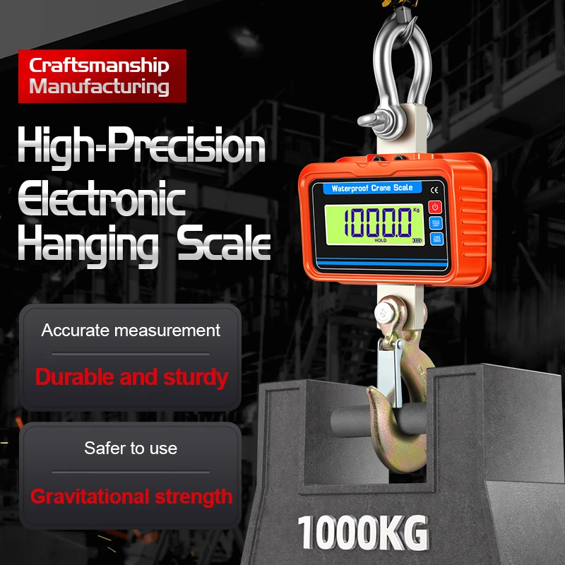 3000kg Waterproof Crane Scale LCD Display Electronic Hanging Scales Remote Control Heavy Duty Alloy Steel Hook Weight Balance 3T