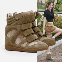 Invisible Heightening High Top Shoes Women's Casual Sports Shoes Versatile Comfortable Rubber Sole Fashionable Patchwork