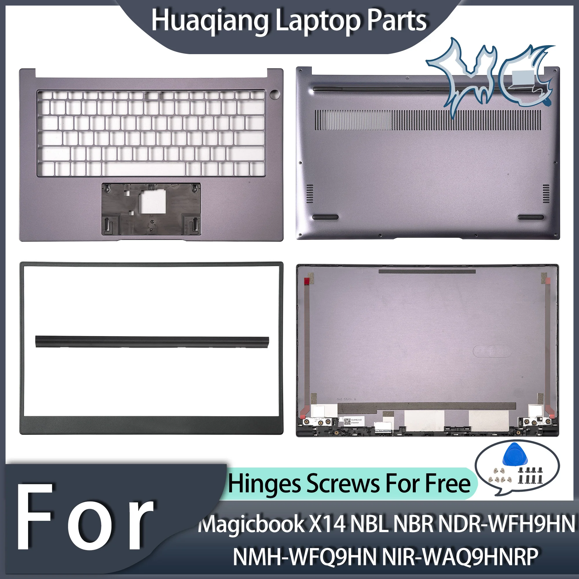 New Laptop Case For Honor Magicbook X14 NBR-WAI9 NBR NHM NBL LCD Back Cover Palmrest Bottom Hingecover Replacement Gray