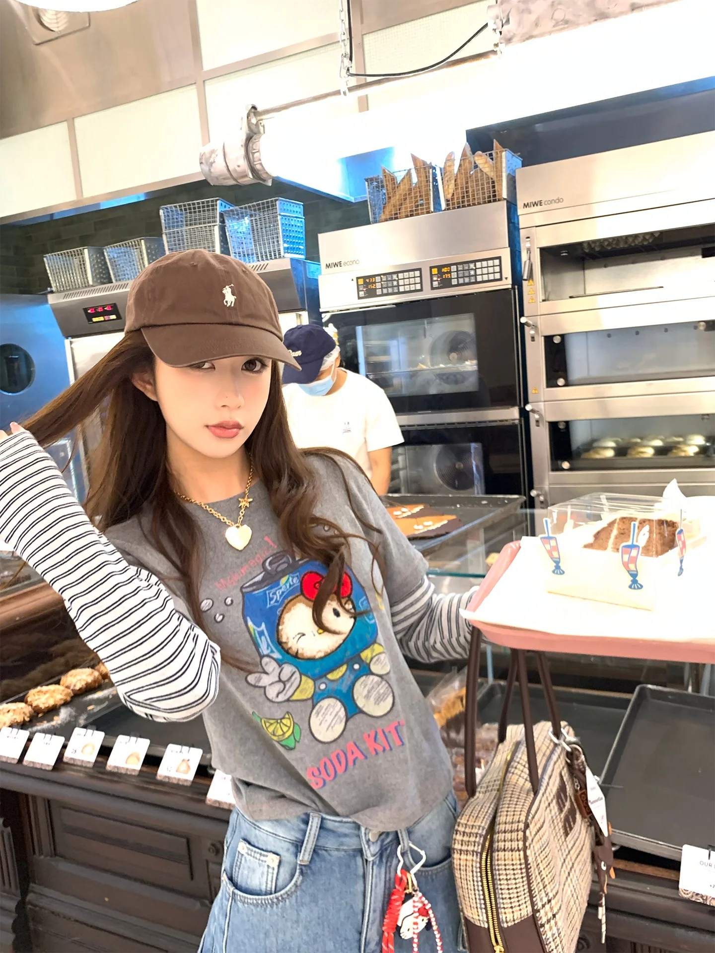 

Женская футболка Xueke с длинным рукавом, в полоску, с лоскутным узором, на флисовой подкладке, базовый слой, осенне-зимний топ для девочек, приталенный крой